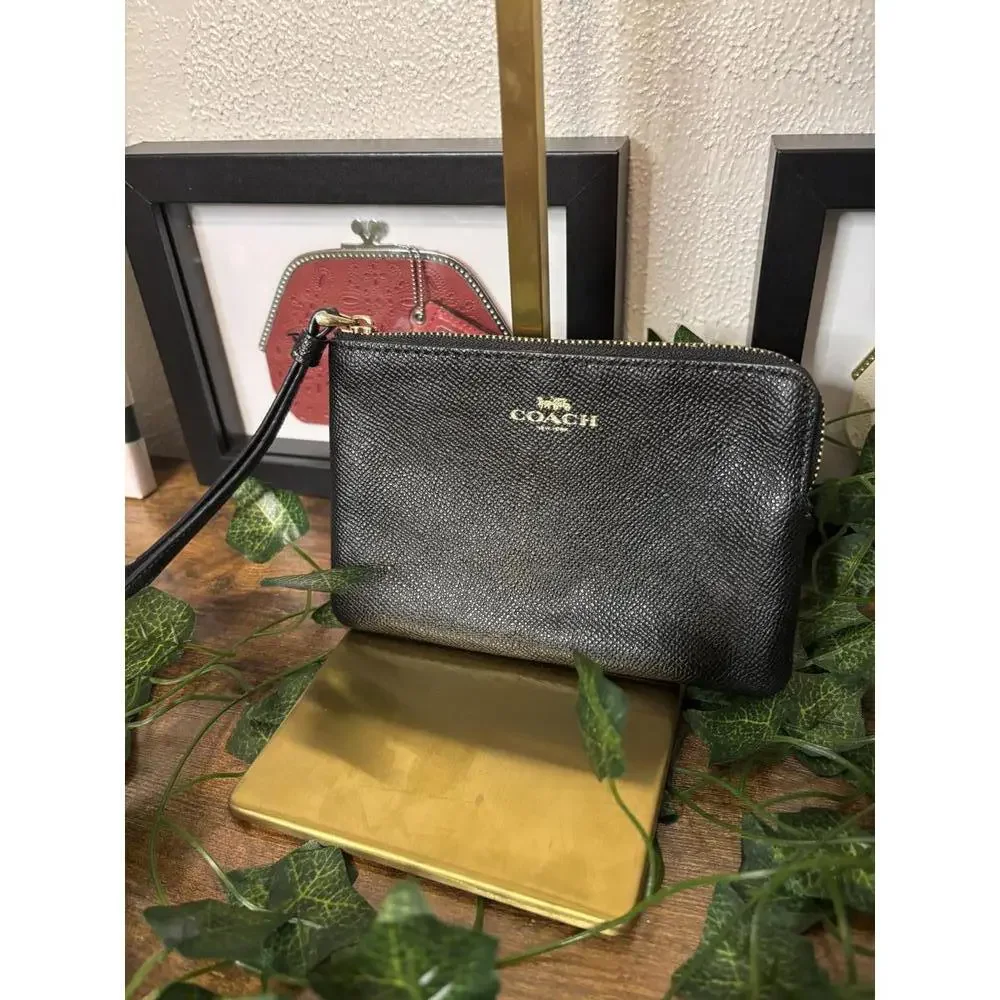 Coach Black Pebbled Wristlet
